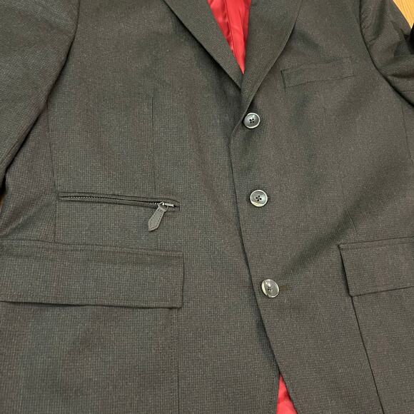 Riviera Red Blazer Size 42R Elbow Patches Wool Houndstooth Boston - Picture 11 of 11